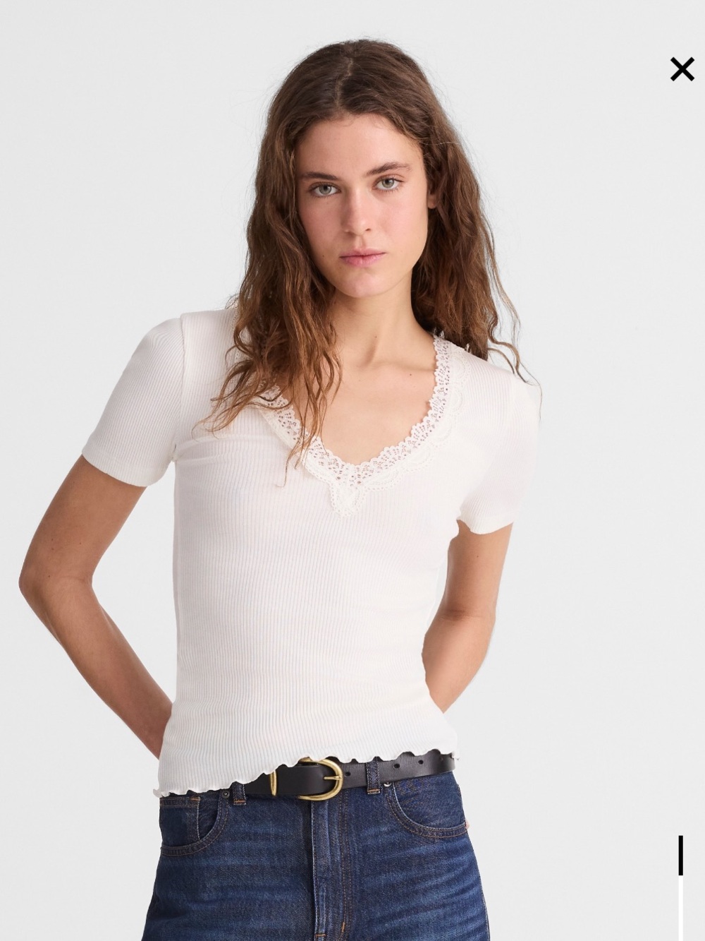 Madewell Lace-Trim V-Neck Top